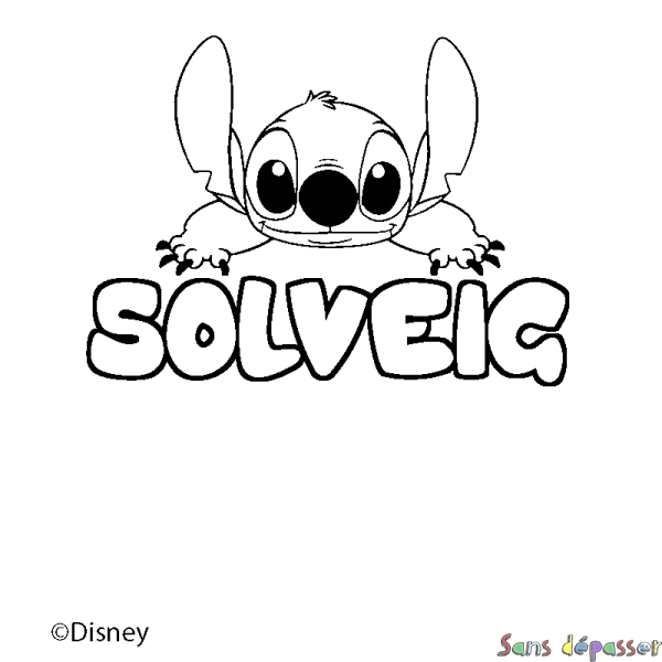 Coloriage pr&eacute;nom SOLVEIG - d&eacute;cor Stitch