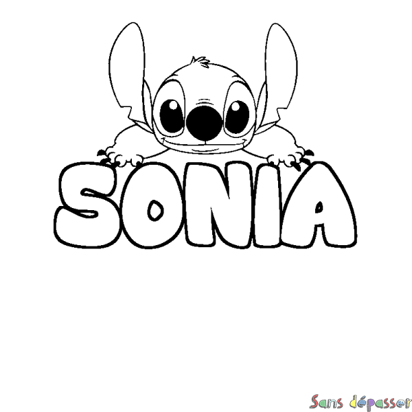 Coloriage prénom SONIA - d&eacute;cor Stitch