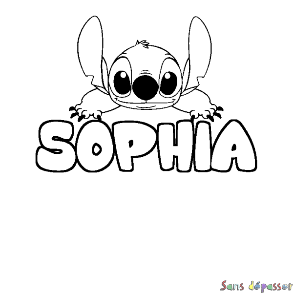 Coloriage prénom SOPHIA - d&eacute;cor Stitch
