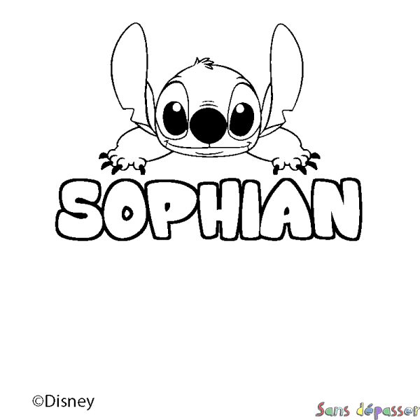 Coloriage pr&eacute;nom SOPHIAN - d&eacute;cor Stitch