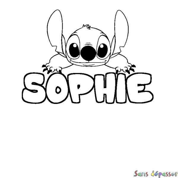 Coloriage prénom SOPHIE - d&eacute;cor Stitch