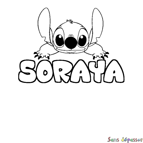 Coloriage prénom SORAYA - d&eacute;cor Stitch