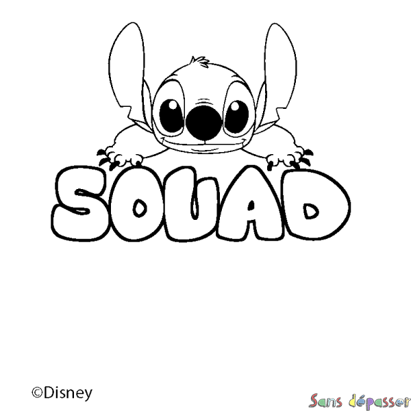 Coloriage pr&eacute;nom SOUAD - d&eacute;cor Stitch