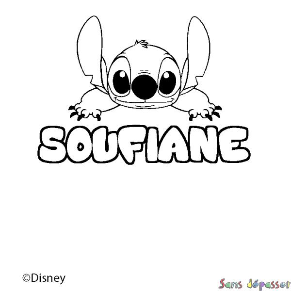 Coloriage pr&eacute;nom SOUFIANE - d&eacute;cor Stitch