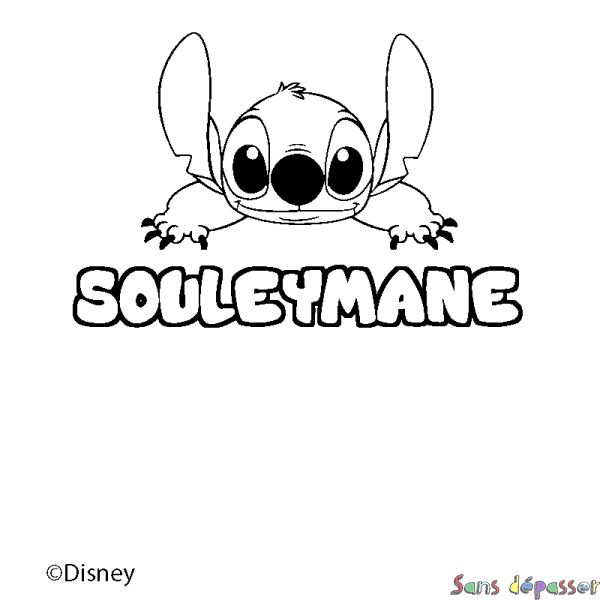 Coloriage pr&eacute;nom SOULEYMANE - d&eacute;cor Stitch