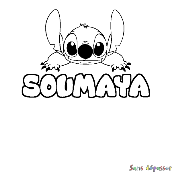 Coloriage prénom SOUMAYA - d&eacute;cor Stitch