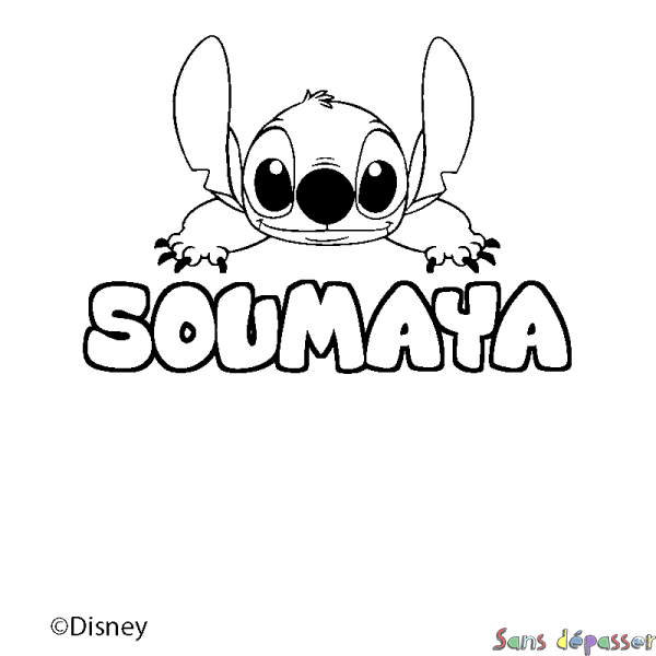 Coloriage pr&eacute;nom SOUMAYA - d&eacute;cor Stitch
