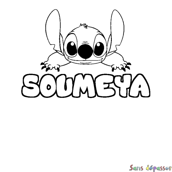 Coloriage prénom SOUMEYA - d&eacute;cor Stitch