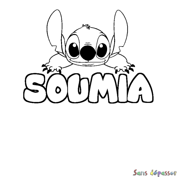 Coloriage prénom SOUMIA - d&eacute;cor Stitch