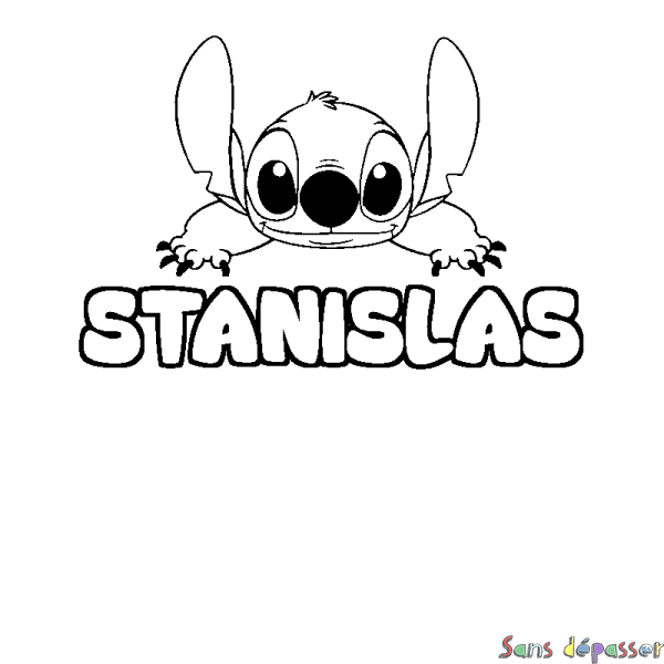 Coloriage prénom STANISLAS - d&eacute;cor Stitch