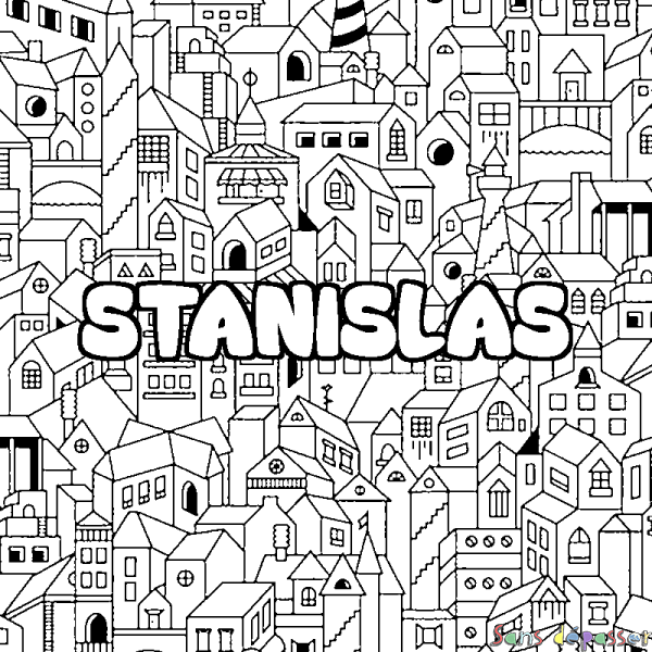 Coloriage prénom STANISLAS - d&eacute;cor Ville