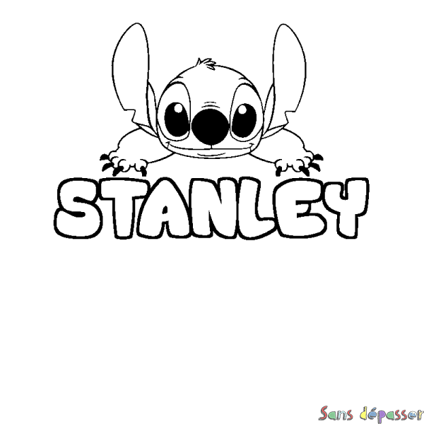 Coloriage prénom STANLEY - d&eacute;cor Stitch