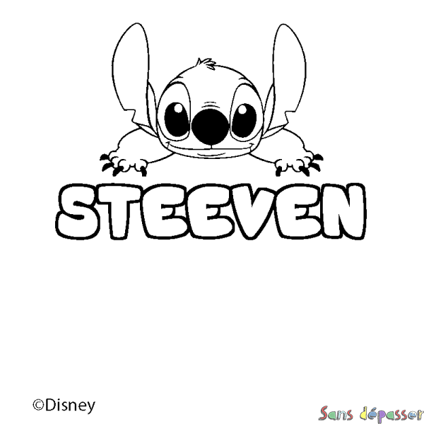 Coloriage pr&eacute;nom STEEVEN - d&eacute;cor Stitch