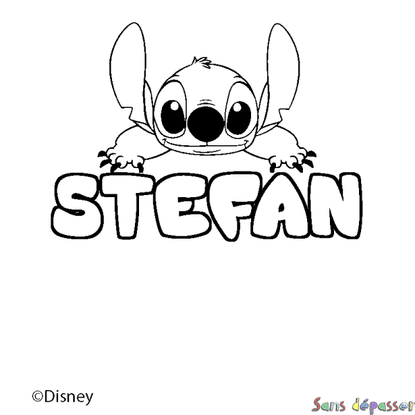 Coloriage pr&eacute;nom STEFAN - d&eacute;cor Stitch