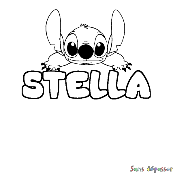 Coloriage prénom STELLA - d&eacute;cor Stitch