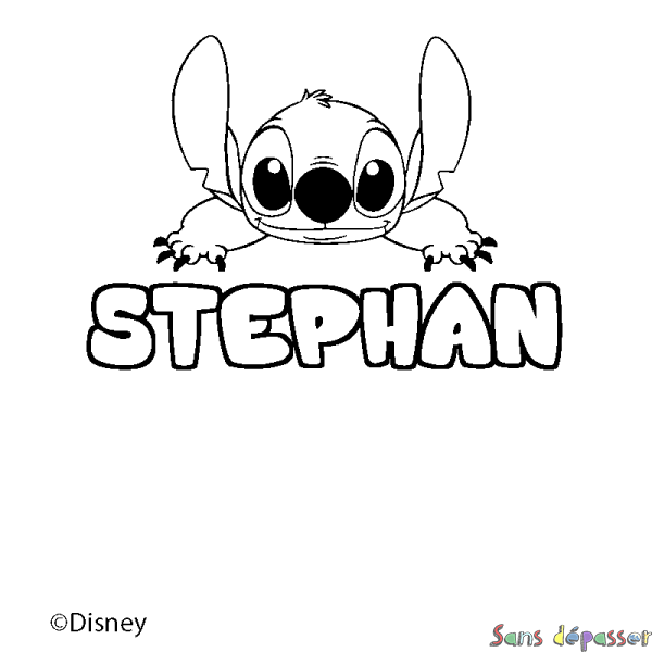 Coloriage pr&eacute;nom STEPHAN - d&eacute;cor Stitch