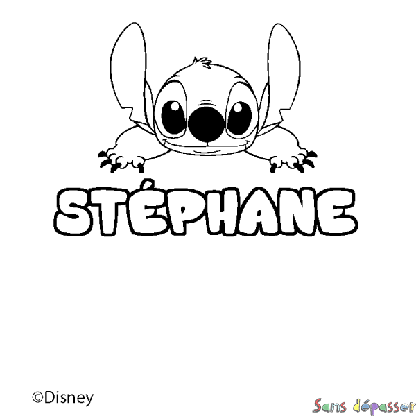 Coloriage pr&eacute;nom ST&Eacute;PHANE - d&eacute;cor Stitch