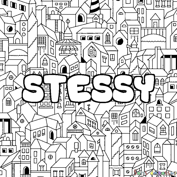 Coloriage pr&eacute;nom STESSY - d&eacute;cor Ville