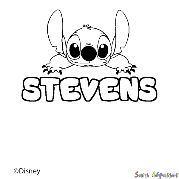Coloriage pr&eacute;nom STEVENS - d&eacute;cor Stitch