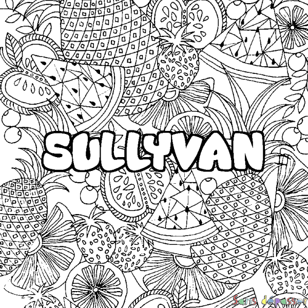 Coloriage prénom SULLYVAN - d&eacute;cor Mandala fruits