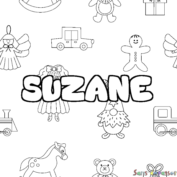 Coloriage prénom SUZANE - d&eacute;cor Jouets