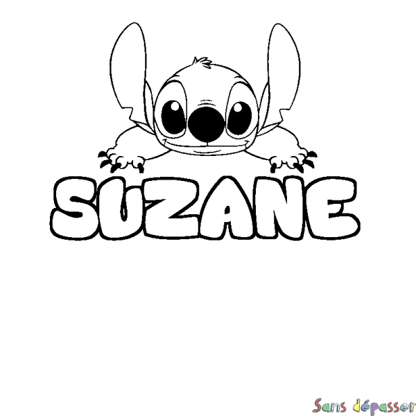 Coloriage prénom SUZANE - d&eacute;cor Stitch