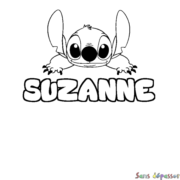 Coloriage prénom SUZANNE - d&eacute;cor Stitch