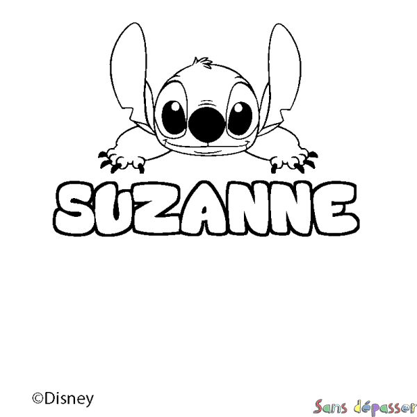 Coloriage pr&eacute;nom SUZANNE - d&eacute;cor Stitch
