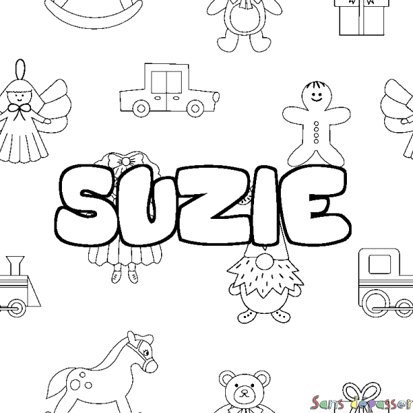 Coloriage prénom SUZIE - d&eacute;cor Jouets