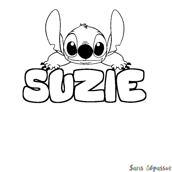 Coloriage prénom SUZIE - d&eacute;cor Stitch