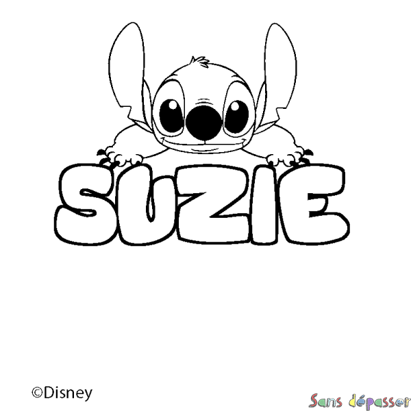 Coloriage pr&eacute;nom SUZIE - d&eacute;cor Stitch