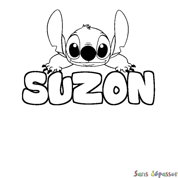 Coloriage prénom SUZON - d&eacute;cor Stitch