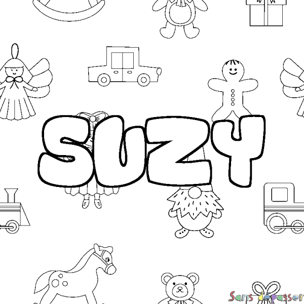 Coloriage prénom SUZY - d&eacute;cor Jouets