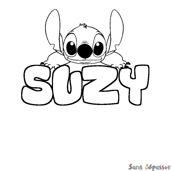 Coloriage prénom SUZY - d&eacute;cor Stitch