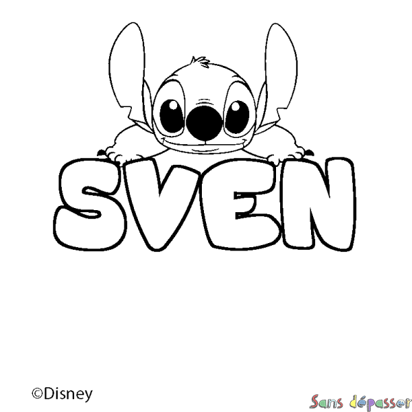 Coloriage pr&eacute;nom SVEN - d&eacute;cor Stitch