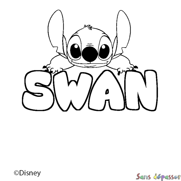 Coloriage pr&eacute;nom SWAN - d&eacute;cor Stitch