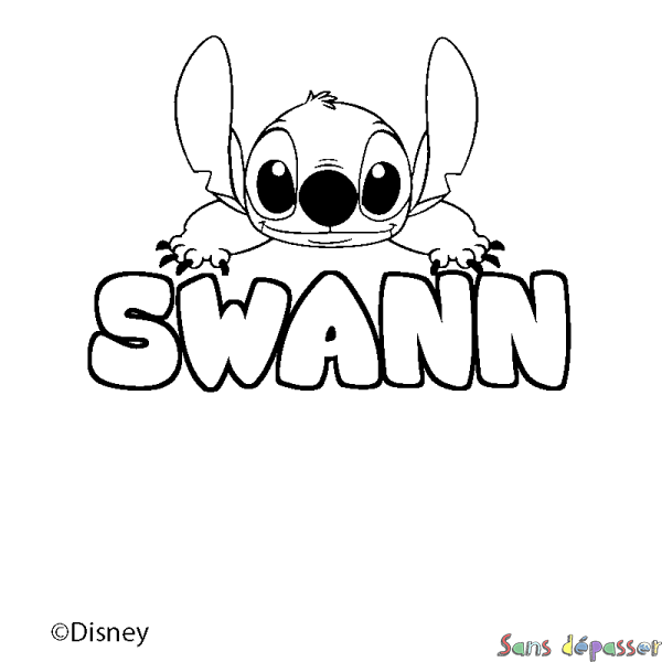 Coloriage pr&eacute;nom SWANN - d&eacute;cor Stitch