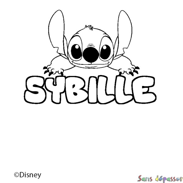 Coloriage pr&eacute;nom SYBILLE - d&eacute;cor Stitch