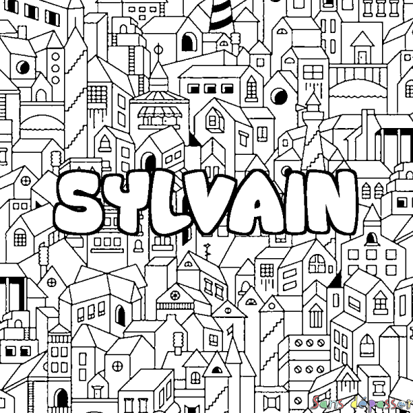 Coloriage prénom SYLVAIN - d&eacute;cor Ville
