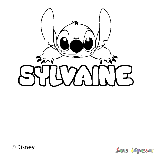 Coloriage pr&eacute;nom SYLVAINE - d&eacute;cor Stitch