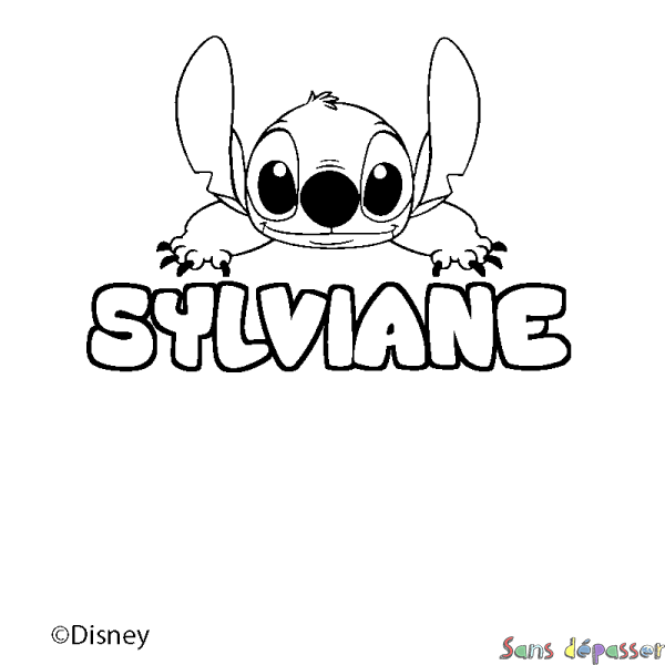 Coloriage pr&eacute;nom SYLVIANE - d&eacute;cor Stitch