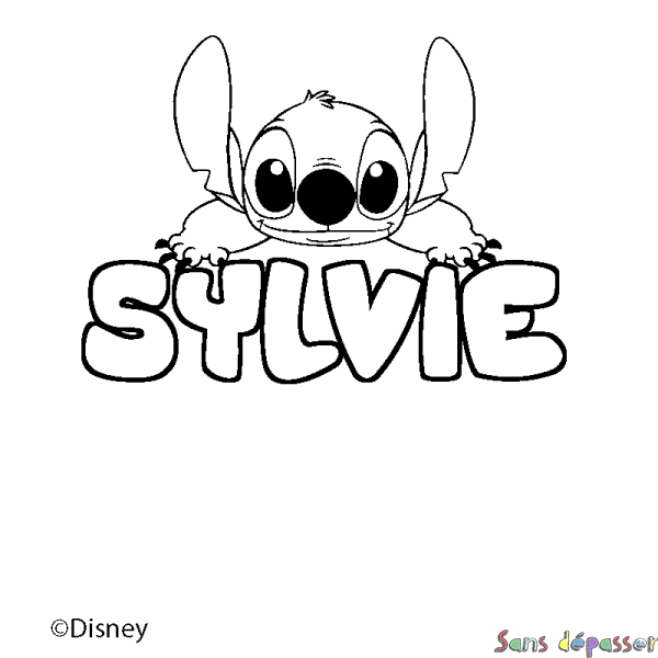 Coloriage pr&eacute;nom SYLVIE - d&eacute;cor Stitch