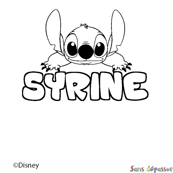 Coloriage pr&eacute;nom SYRINE - d&eacute;cor Stitch