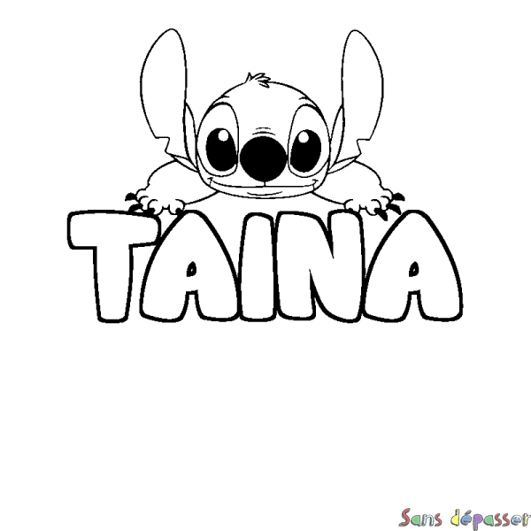 Coloriage prénom TAINA - d&eacute;cor Stitch