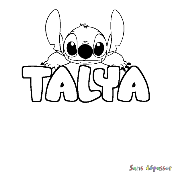Coloriage prénom TALYA - d&eacute;cor Stitch