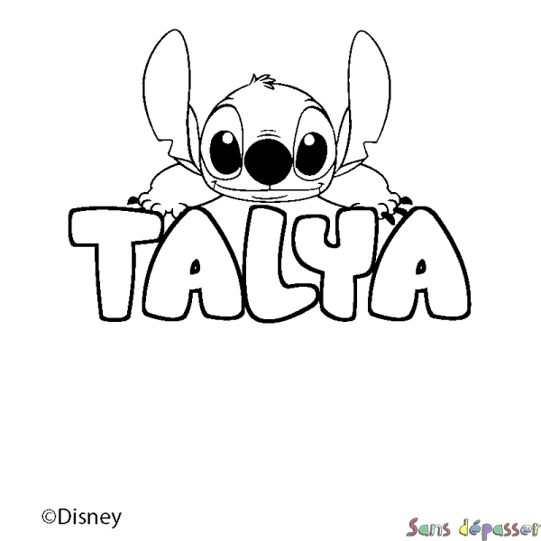 Coloriage pr&eacute;nom TALYA - d&eacute;cor Stitch