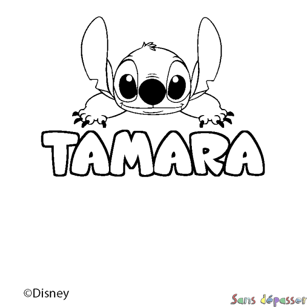 Coloriage pr&eacute;nom TAMARA - d&eacute;cor Stitch