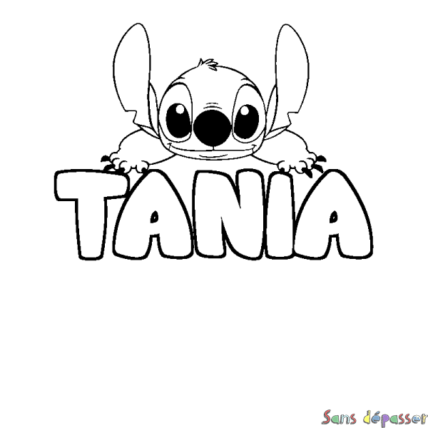 Coloriage prénom TANIA - d&eacute;cor Stitch