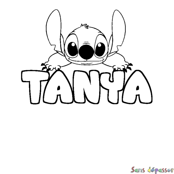 Coloriage prénom TANYA - d&eacute;cor Stitch