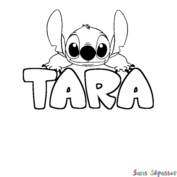 Coloriage prénom TARA - d&eacute;cor Stitch